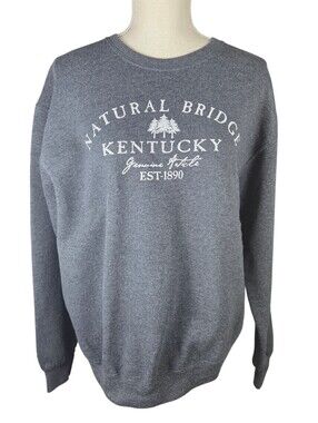 Kentucky Natural Bridge Sweatshirt Womens Large Gray & White -Long Sleeve
